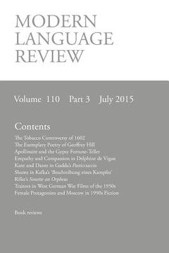 portada Modern Language Review (110: 3) July 2015 (en Inglés)