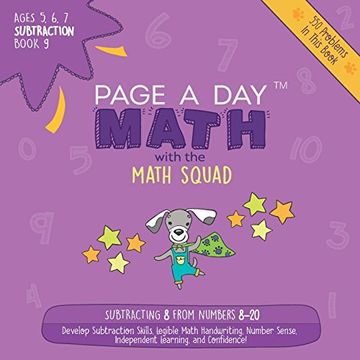 portada Page a Day Math Subtraction Book 9: Subtracting 9 from the Numbers 9-21