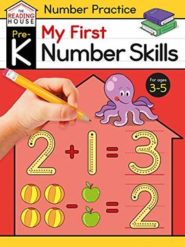 portada My First Number Skills Pre-K Number Workbook: Preschool Activities, Ages 3-5, Early Math, Number Tracing, Counting, Addition and Subtraction, Shapes, Sorting, and More (The Reading House) (en Inglés)