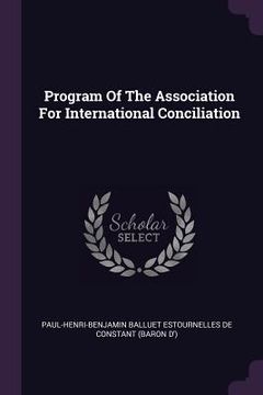 portada Program Of The Association For International Conciliation