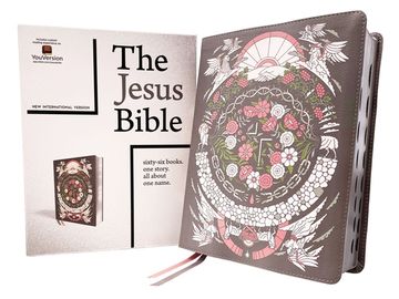 portada The Jesus Bible Artist Edition, Niv, (with Thumb Tabs to Help Locate the Books of the Bible), Leathersoft, Gray Floral, Thumb Indexed, Comfort Print (en Inglés)