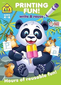 portada School Zone - Printing Fun! Write & Reuse Workbook - Ages 4 to 6, Preschool to Kindergarten, Tracing Letters, Pre-Writing, Wipe Clean (School Zone Write & Reuse Workbook) (en Inglés)
