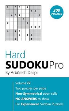 portada Hard Sudoku Pro: Book for Experienced Puzzlers (200 puzzles) Vol. 72 (en Inglés)