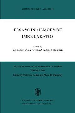 portada essays in memory of imre lakatos (en Inglés)