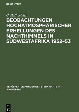 portada Beobachtungen Hochatmosphärischer Erhellungen des Nachthimmels in Südwestafrika 1952¿ 53 (in German)