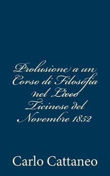 portada Prolusione a un Corso di Filosofia nel Liceo Ticinese del Novembre 1852 (in Italian)