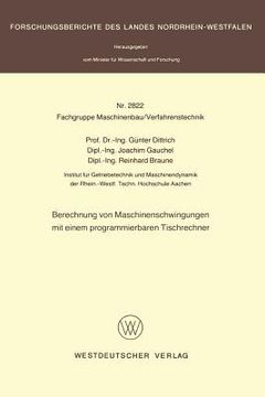 portada Berechnung Von Maschinenschwingungen Mit Einem Programmierbaren Tischrechner (en Alemán)