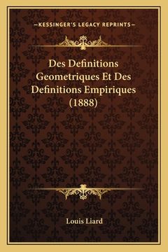portada Des Definitions Geometriques Et Des Definitions Empiriques (1888) (in French)