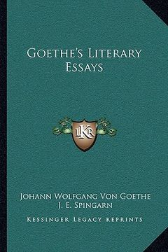portada goethe's literary essays (en Inglés)