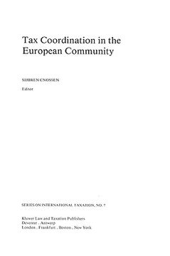 portada tax coordination in the european community (in English)