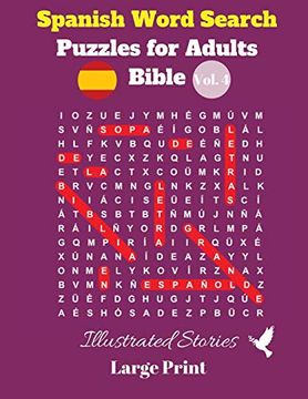 portada Spanish Word Search Puzzles for Adults: Bible Vol. 4 Illustrated Stories, Large Print (in Spanish)