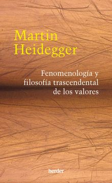 portada Fenomenologia y Filosofia Trascendental de los Valores (in Spanish)