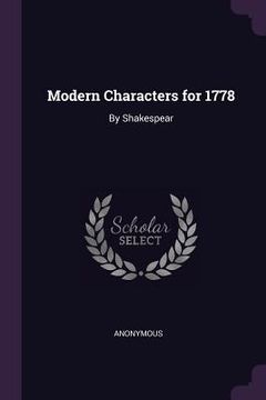 portada Modern Characters for 1778: By Shakespear