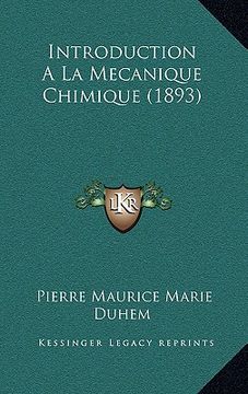 portada Introduction A La Mecanique Chimique (1893) (en Francés)