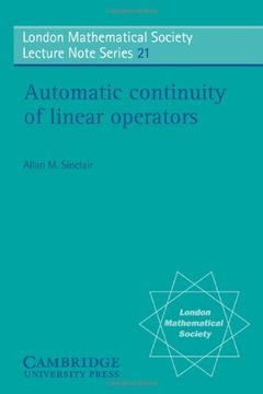 portada Automatic Continuity of Linear Operators Paperback (London Mathematical Society Lecture Note Series) (en Inglés)