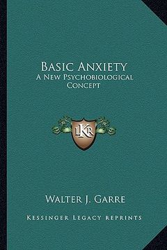 portada basic anxiety: a new psychobiological concept