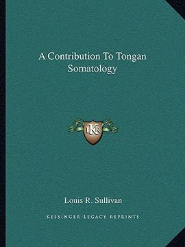 portada a contribution to tongan somatology (en Inglés)