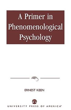 portada a primer in phenomenological psychology (en Inglés)