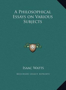 portada a philosophical essays on various subjects (in English)