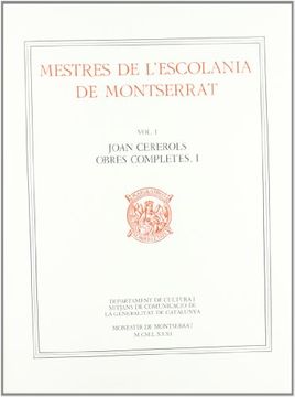 portada Mestres de L'Escolania de Montserrat, Volum i. Joan Cererols, i (in Catalá)