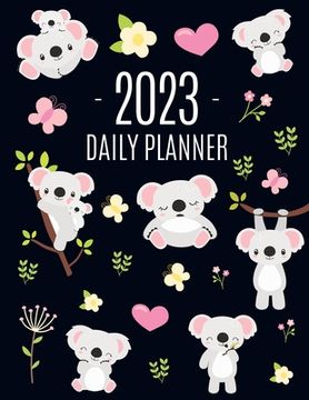 portada Koala Planner 2023: Australian Outback Animal Agenda: January-December Pretty Pink Butterflies & Yellow Flowers Monthly Scheduler For Work 