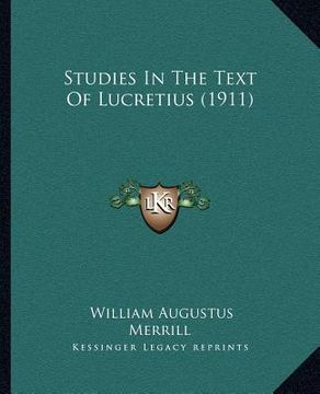 portada studies in the text of lucretius (1911) (en Inglés)