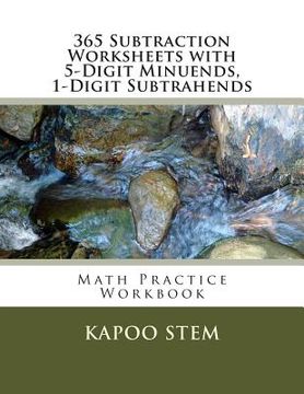 portada 365 Subtraction Worksheets with 5-Digit Minuends, 1-Digit Subtrahends: Math Practice Workbook