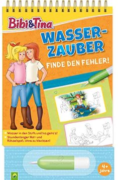 portada Bibi & Tina Wasserzauber | Finde den Fehler. Einfach mit Wasser Malen: Mal- und Rätselbuch mit Wassertankstift für Kinder ab 4 Jahren (in German)