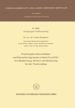 portada Polymergebundene Aldehyd- und Ketocarbonylgruppen in Nylon 6 und 6, 6 ― ihre Bestimmung, Struktur und Bedeutung für den Thermoabbau (Forschungsberichte des Landes Nordrhein-Westfalen) (German Edition)