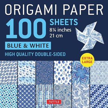 portada Origami Paper 100 Sheets Blue & White 8 1 (in English)