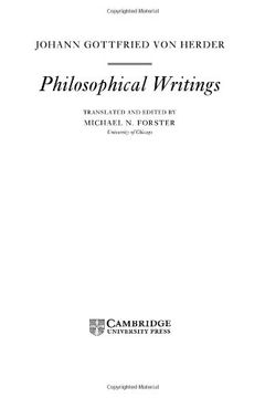 portada Herder: Philosophical Writings Hardback (Cambridge Texts in the History of Philosophy) (in English)