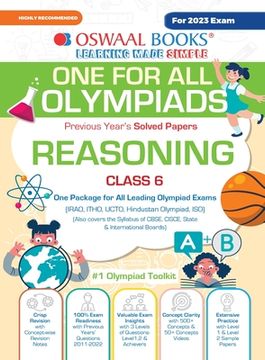 portada Oswaal One For All Olympiad Previous Years' Solved Papers, Class-6 Reasoning Book (For 2023 Exam) (en Inglés)