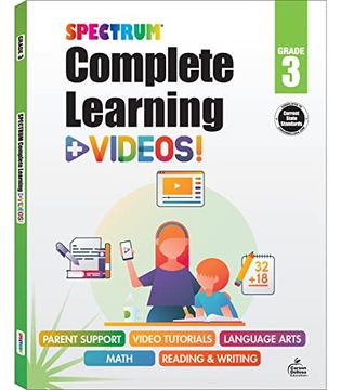 portada Spectrum Grade 3 Complete Learning + Videos, 3rd Grade Workbooks all Subjects, Grade 3 Workbook With Math, Language Arts, Reading Lessons, How-To Video Instructions and Examples 