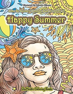 portada Color by Numbers Coloring Book for Adults of Happy Summer: A Summer Color by Number Coloring Book for Adults With Ocean Scenes, Island Dreams. (Adult Color by Number Coloring Books) 
