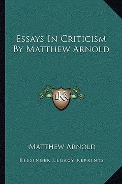 portada essays in criticism by matthew arnold