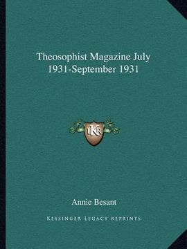 portada theosophist magazine july 1931-september 1931