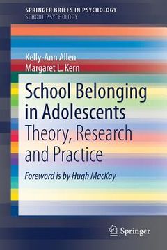 portada School Belonging in Adolescents: Theory, Research and Practice (in English)