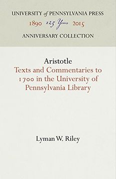 portada Aristotle Texts and Commentaries to 1700 in the University of Pennsylvania Library: A Catalogue