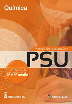 portada Manual de Preparacion psu Quimica 3º y 4º Medio Santillana