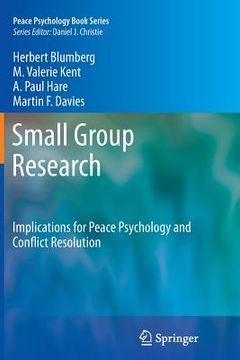 portada Small Group Research: Implications for Peace Psychology and Conflict Resolution (in English)
