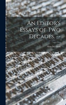 portada An Editor's Essays of Two Decades. -- (in English)