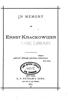portada In Memory of Ernst Krackowizer