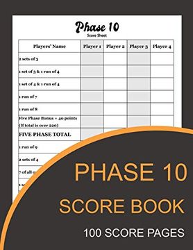 portada Phase 10 Score Book: Phase ten Card Game Record Keeper Book and Writing Note to Record Your Scores Playing Phase 10 