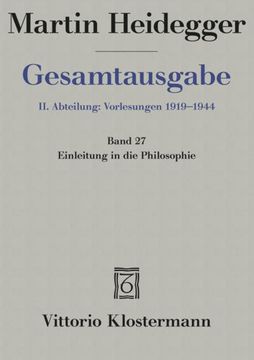 portada Gesamtausgabe Abt. 2 Vorlesungen bd. 27. Einleitung in die Philosophie (in German)