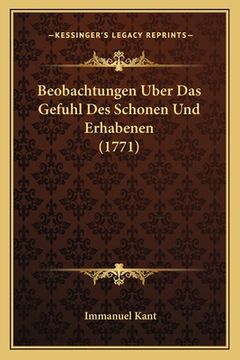 portada Beobachtungen Uber Das Gefuhl Des Schonen Und Erhabenen (1771) (en Alemán)