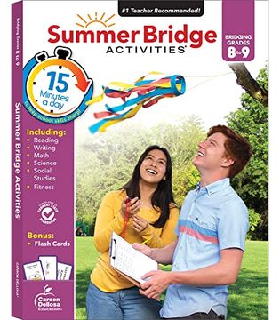 portada Summer Bridge Activities 8-9 Workbooks, Math, Reading Comprehension, Writing, Science, Social Studies, Fitness, Summer Learning 9th Grade Workbooks all Subjects With Flash Cards (160 Pgs) (en Inglés)