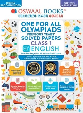 portada Oswaal One for All Olympiad Previous Years Solved Papers, Class-1 English Book (For 2021-22 Exam) (in English)