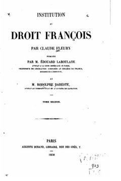 portada Institution au droit françois, par Claude Fleury - Tome II (French Edition)