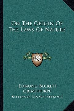 portada on the origin of the laws of nature (en Inglés)