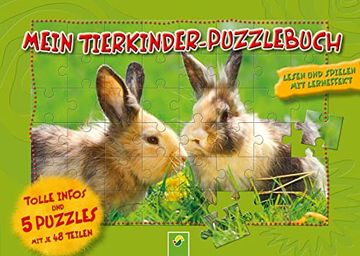 portada Mein Tierkinder-Puzzlebuch für Kinder ab 6 Jahren: Tolle Infos und 5 Puzzles mit je 48 Teilen. Lernen und Spielen mit Lern-Effekt (en Alemán)